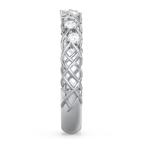 Stones Woven in Love Ring – Sterling Silver with Diamond