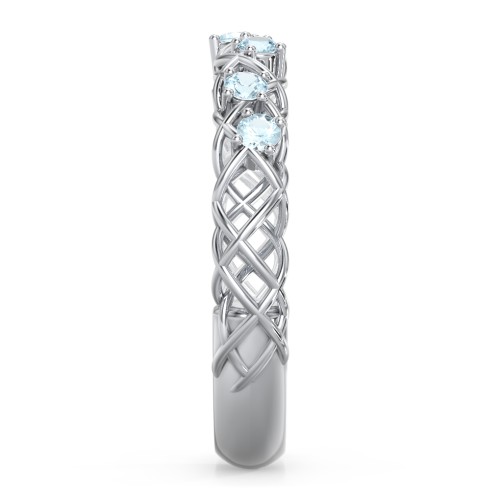Stones Woven in Love Ring – Sterling Silver with Blue Topaz