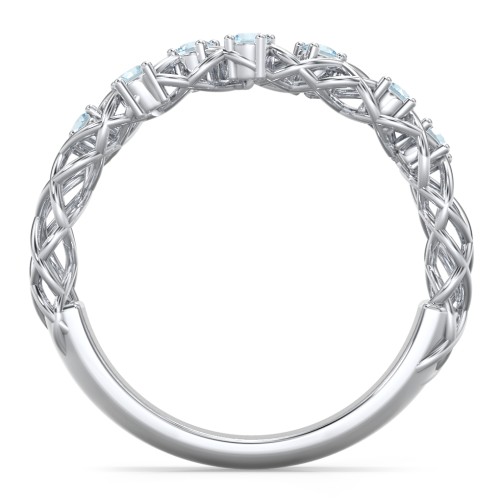 Stones Woven in Love Ring – Sterling Silver with Blue Topaz