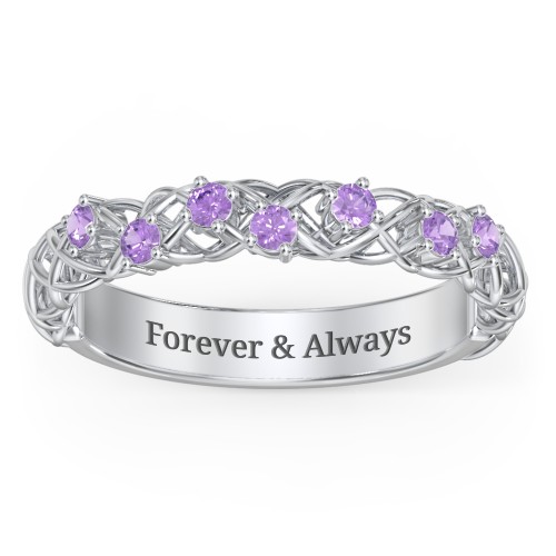 Stones Woven in Love Ring – Sterling Silver with Amethyst