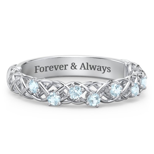 Stones Woven in Love Ring – Sterling Silver with Blue Topaz