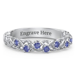 Stones Woven in Love Ring in 925 Sterling Silver with Blue Sapphire
