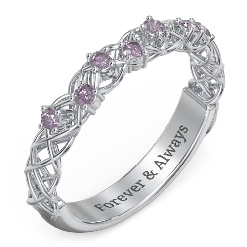 Stones Woven in Love Ring – Sterling Silver with Alexandrite