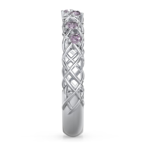 Stones Woven in Love Ring – Sterling Silver with Alexandrite