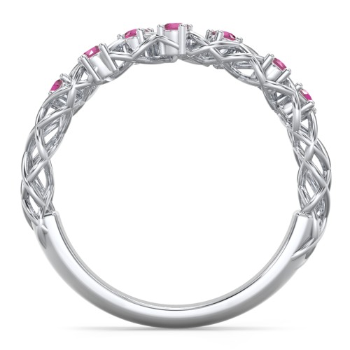 Stones Woven in Love Ring – Sterling Silver with Ruby