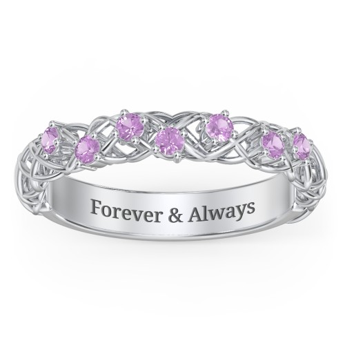 Stones Woven in Love Ring – Sterling Silver with Amethyst