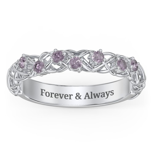 Stones Woven in Love Ring – Sterling Silver with Alexandrite