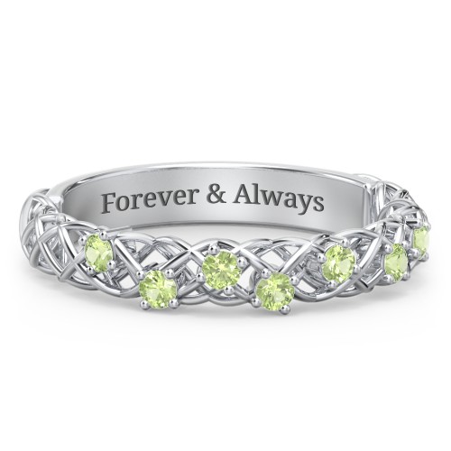 Stones Woven in Love Ring – Sterling Silver with Peridot