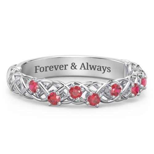 Stones Woven in Love Ring – Sterling Silver with Garnet