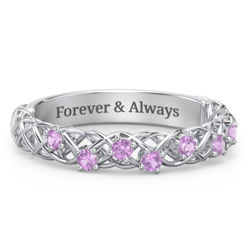 Stones Woven in Love Ring – Sterling Silver with Amethyst