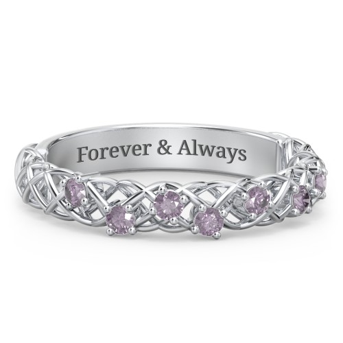 Stones Woven in Love Ring – Sterling Silver with Alexandrite
