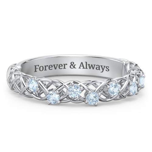 Stones Woven in Love Ring – Sterling Silver with Blue Topaz