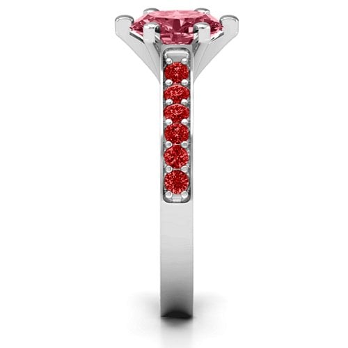 Shining in Love Ring – Sterling Silver with Red Premium Zirconia and Garnet