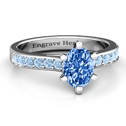 Shining in Love Ring in 925 Sterling Silver with Fancy Blue Premium Zirconia and Aquamarine