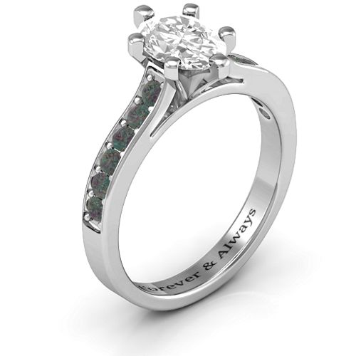 Shining in Love Ring – Sterling Silver with White Premium Zirconia and Alexandrite