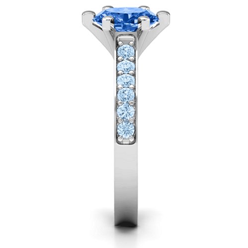 Shining in Love Ring – Sterling Silver with Fancy Blue Premium Zirconia and Aquamarine