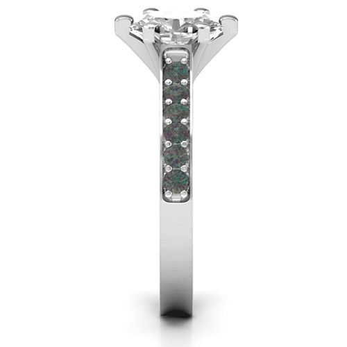 Shining in Love Ring – Sterling Silver with White Premium Zirconia and Alexandrite