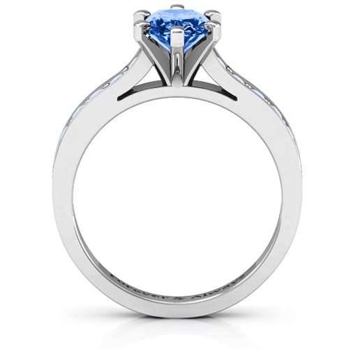 Shining in Love Ring – Sterling Silver with Fancy Blue Premium Zirconia and Aquamarine