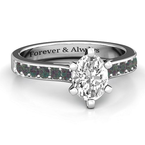 Shining in Love Ring – Sterling Silver with White Premium Zirconia and Alexandrite