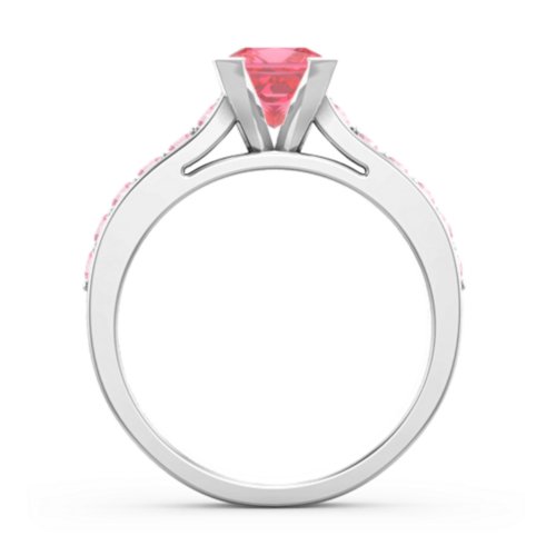 Janelle Princess Cut Ring – Sterling Silver with Fancy Pink Premium Zirconia and Pink Tourmaline