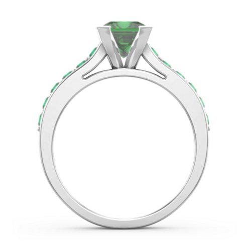 Janelle Princess Cut Ring – Sterling Silver with Green Premium Zirconia and Emerald