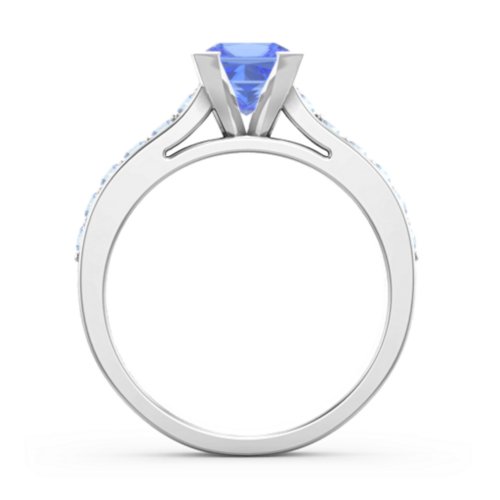 Janelle Princess Cut Ring – Sterling Silver with Fancy Blue Premium Zirconia and Blue Topaz