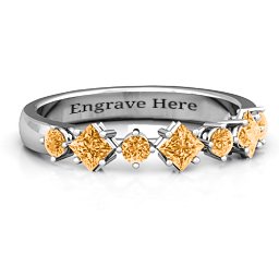 Shape of her Heart Band Ring in 925 Sterling Silver with Citrine
