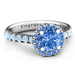 Milana Ring in 925 Sterling Silver with Fancy Blue Premium Zirconia and Aquamarine