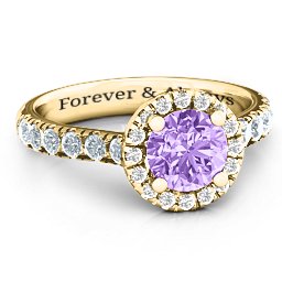 Milana Ring in 10K Solid Yellow Gold with Amethyst Premium Zirconia, Cubic Zirconia, and White Premium Zirconia
