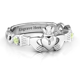 Infinity Claddagh With Side Stones Ring