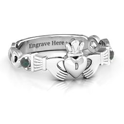 Infinity Claddagh With Side Stones Ring