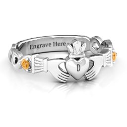 Infinity Claddagh With Side Stones Ring
