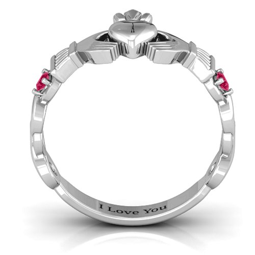 Infinity Claddagh With Side Stones Ring