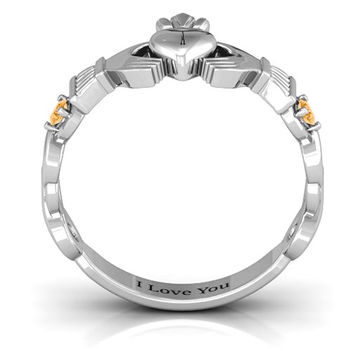 Infinity Claddagh With Side Stones Ring