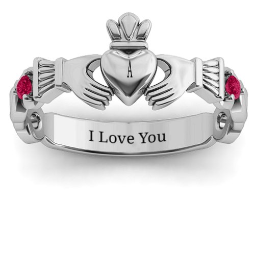 Infinity Claddagh With Side Stones Ring