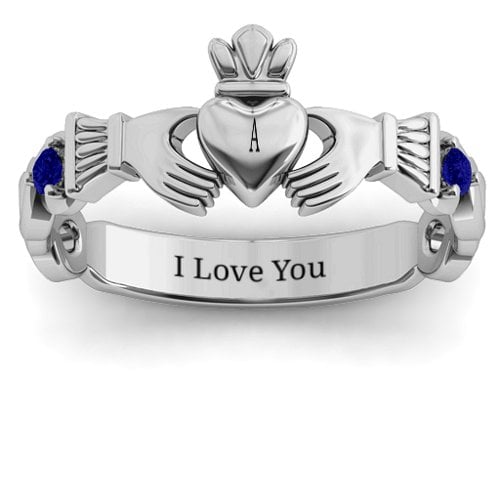 Infinity Claddagh With Side Stones Ring