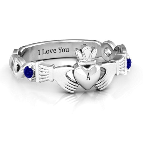 Infinity Claddagh With Side Stones Ring