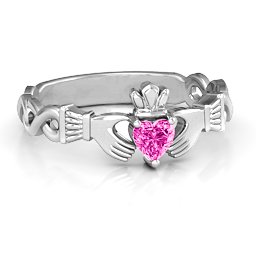 Infinity Claddagh with Heart Stone Ring