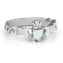 Infinity Claddagh with Heart Stone Ring