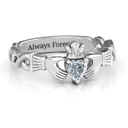 Infinity Claddagh with Heart Stone Ring