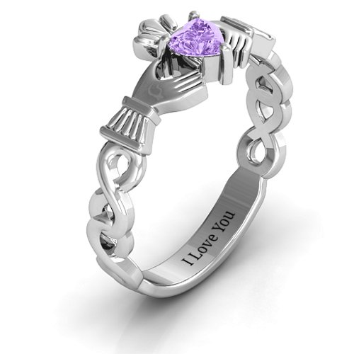 Infinity Claddagh with Heart Stone Ring
