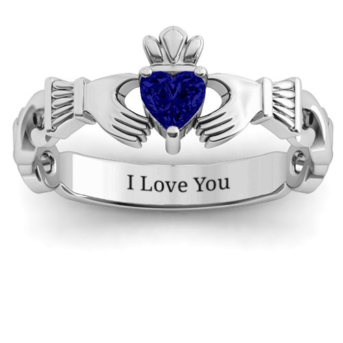Infinity Claddagh with Heart Stone Ring