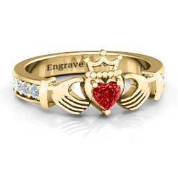 Classic Claddagh Heart Cut Ring with Accents