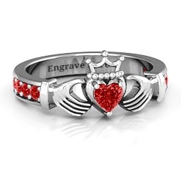Classic Claddagh Heart Cut Ring with Accents