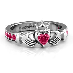 Classic Claddagh Heart Cut Ring with Accents