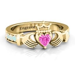 Classic Claddagh Heart Cut Ring with Accents