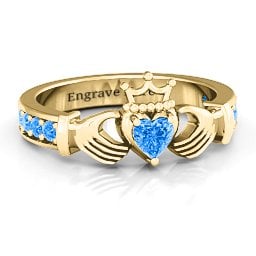 Classic Claddagh Heart Cut Ring with Accents