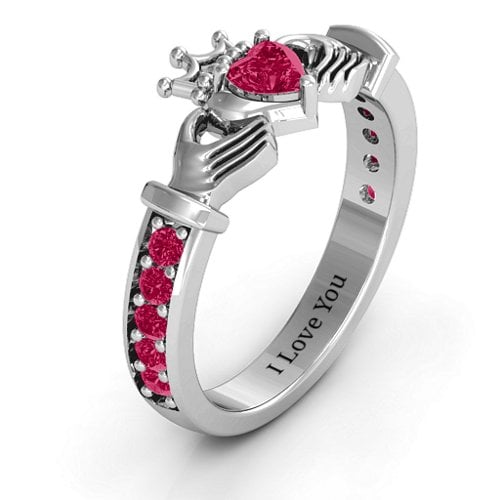 Classic Claddagh Heart Cut Ring with Accents