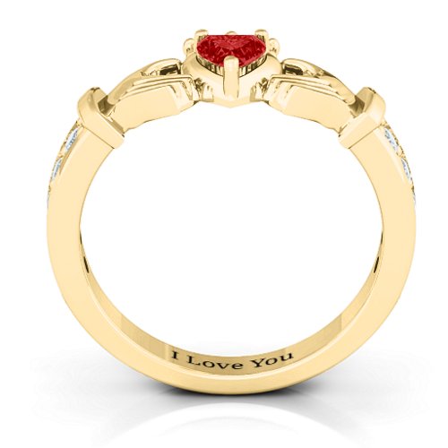 Classic Claddagh Heart Cut Ring with Accents