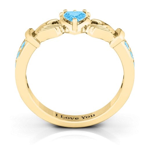 Classic Claddagh Heart Cut Ring with Accents